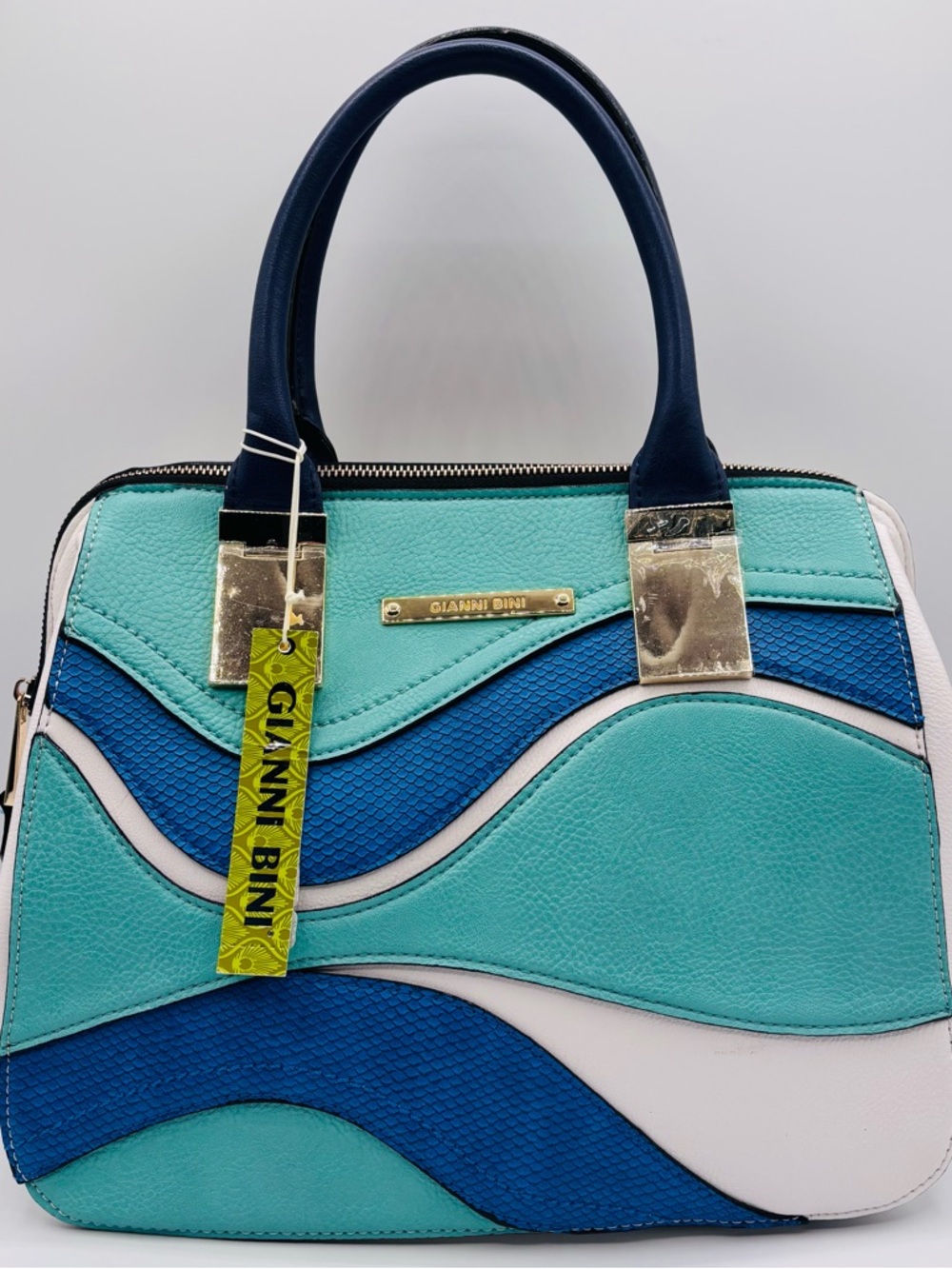 Gianni Bini Turquoise, Blue & White Wave Satchel Purse Bag